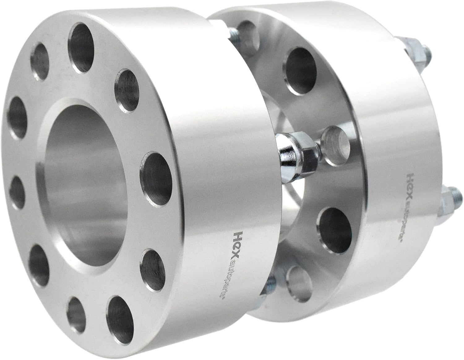 Hex Autoparts 2" 5x5.5 to 5x5.5 Hubcentric Wheel Spacers Adapters 9/16 Studs compatible with Dodge Ram 1500 2002-2010, Durango 2004-2009, Dakota 2005-2010, Raider Chrysler Aspen 2007-2009 (Silver)