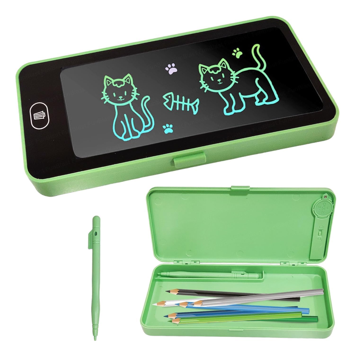 Writing Tablet Pencil Case for Kids – 2 in 1 LCD Digital Slate for Kids, E-Note Pad, Pencil Box for, Doodle Writing Board for School Going, Educational Toys -Multicolor