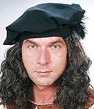 Panelize Barett mit Feder schwarz oder braun Mittelalter Knecht LARP Kaufmann (schwarz)