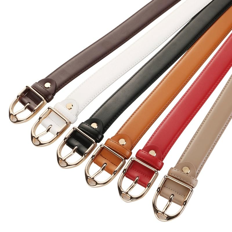 HBJWOV Women's Denim Belt Women's Decoration Suit Pants Belt Cowhide Belt Women's Versatility(White-Patch Five-Pointed star4)3