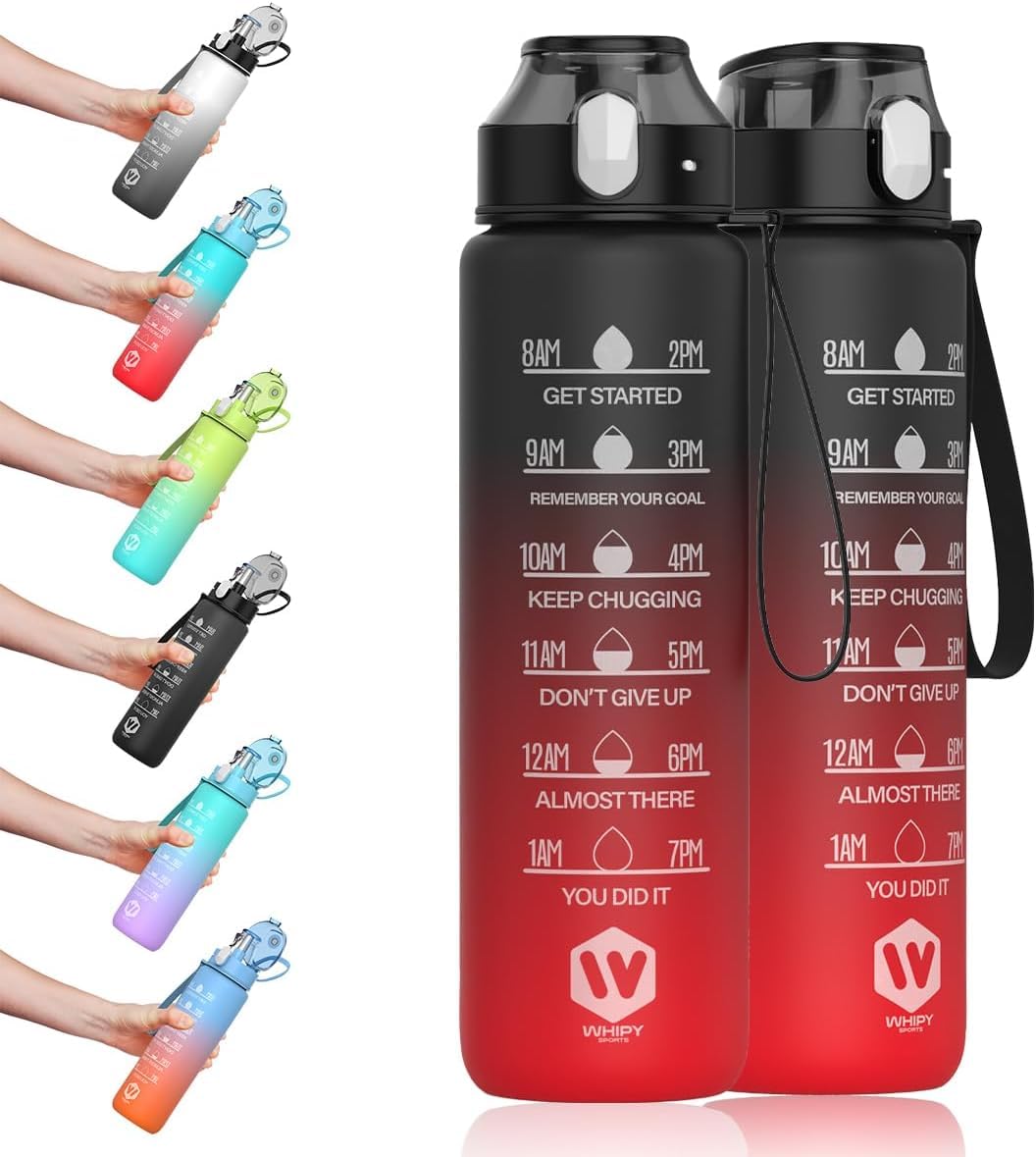 WHIPY Water Bottle (Black and Red, 1 Litre)