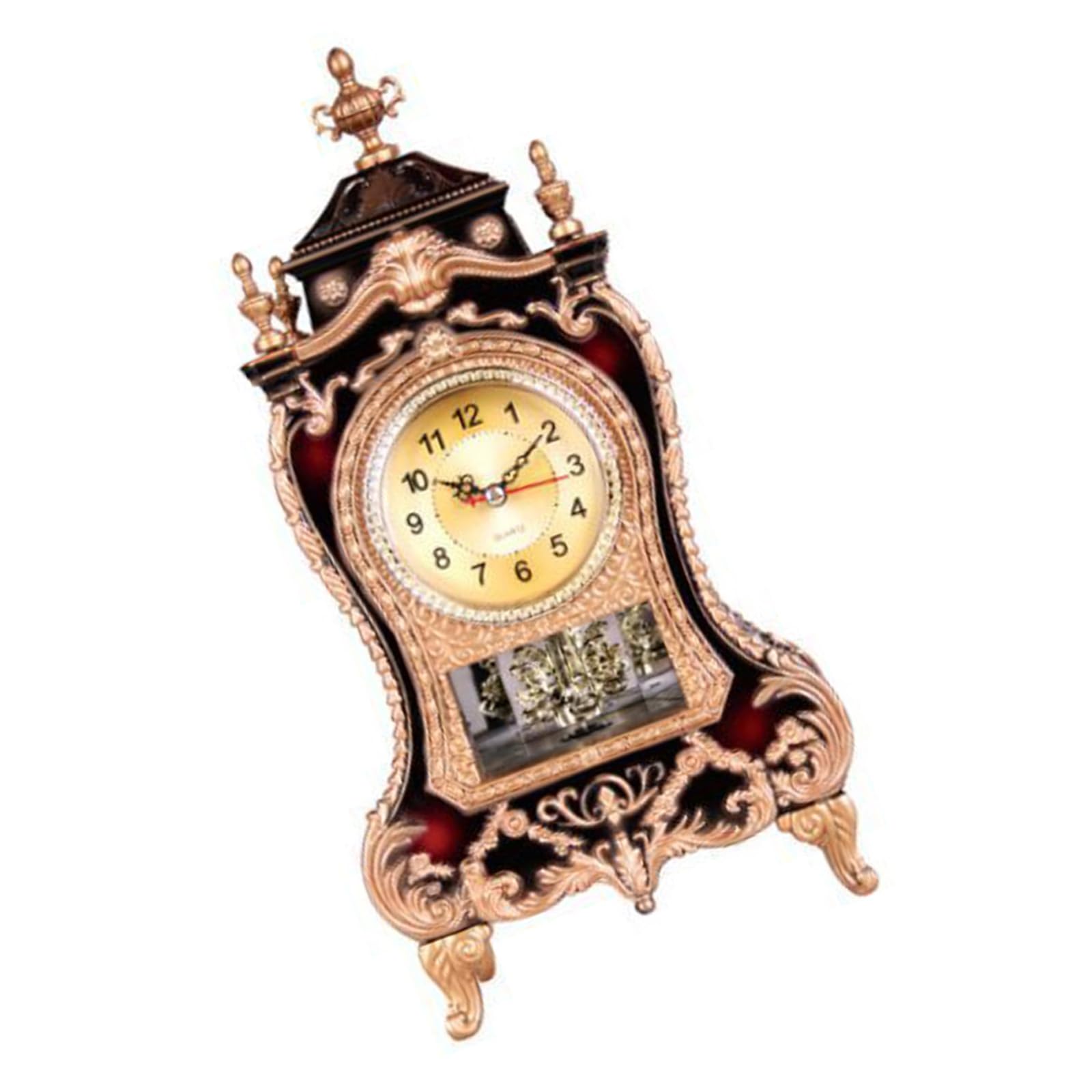 Hsioluted Antique Tabletop Clock 12 Different Melodies Hourly Reminder Carvings Pendulums Mantels Clock Gift Antique Table with Musical Chimes