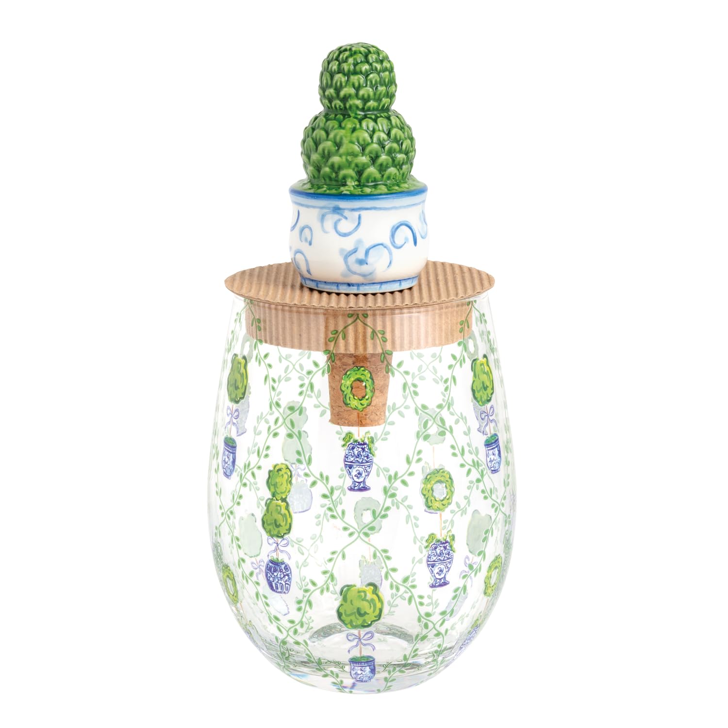 Mud Pie Topiary Stemless Glass Set