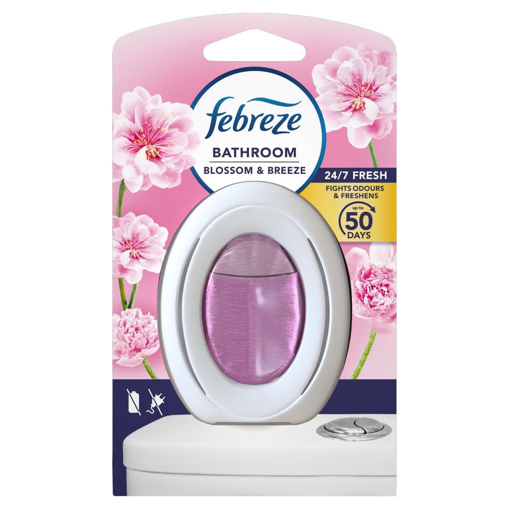 Febreze Bathroom Air Freshener Blossom & Breeze - 8x7.5ml Continuous Odor Fighting Plug-in - Long-lasting Fresh Scent
