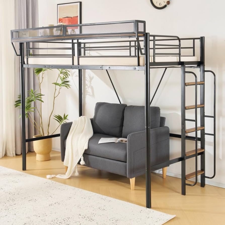 ロフトベッド スチールフレーム Amazon.co.jp: スチールフレーム ロフトベッド 大容量収納付き 転落