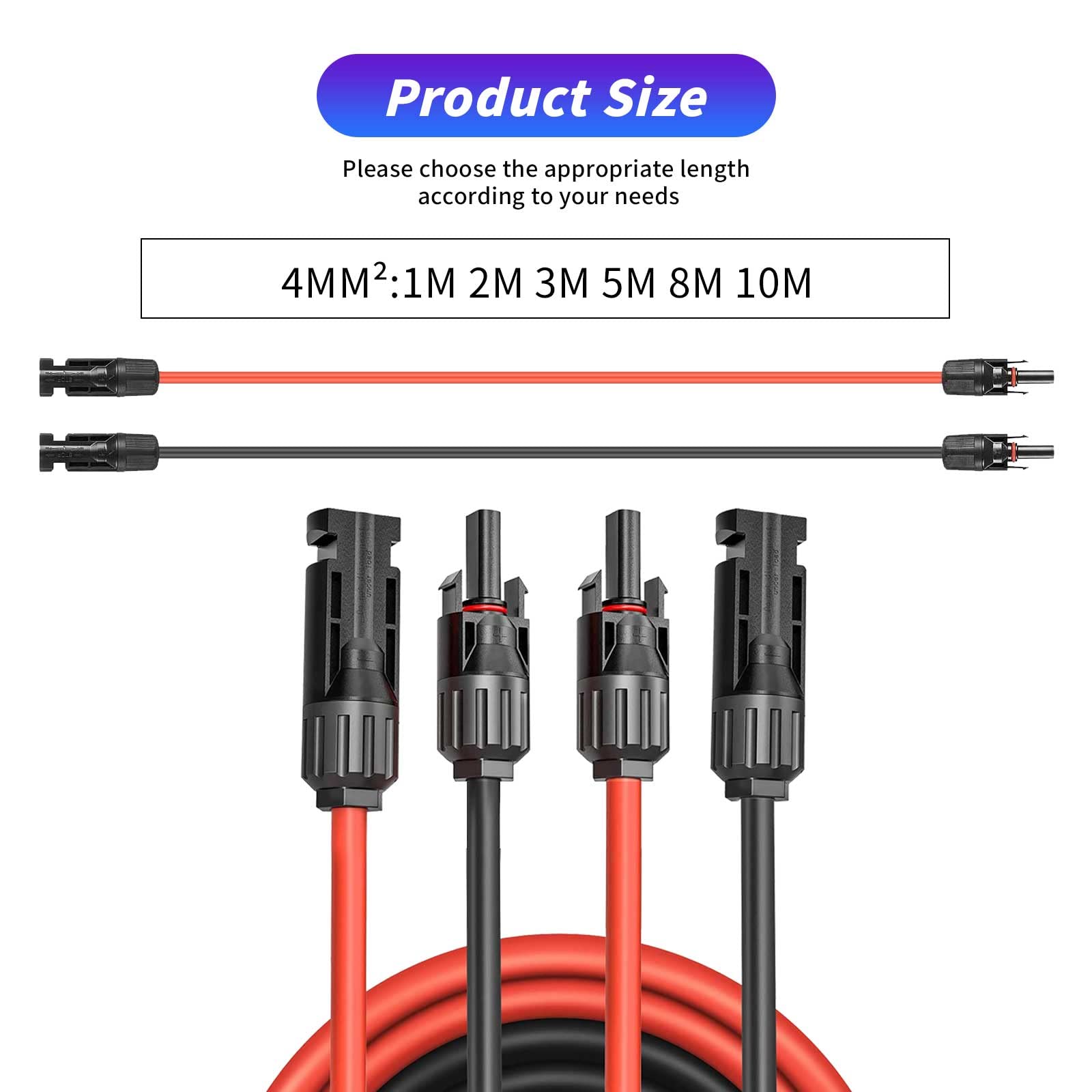 Solarkabel 4mm2,Verlängerung 4MM² 3Meter, Solarstecker Solarkable Verlängerungskabel,pv Kabel 4mm2,IP67 Photovoltaik Kabel Stecker