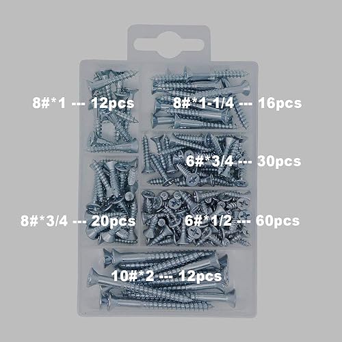 Miniatura 2 de T.K.Excellent Kit surtido de tornillos para madera, tornillos Phillips de cabeza plana de acero chapado en zinc, tornillos autorroscantes, surtido