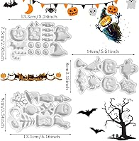 Vista 5 de Voyyphixa 3 PCS Halloween Resin Molds Pumpkin Bat Spider Jewelry Silicone Molds Stud Earring Molds Horror Scary Ornament Epoxy Casting Molds for