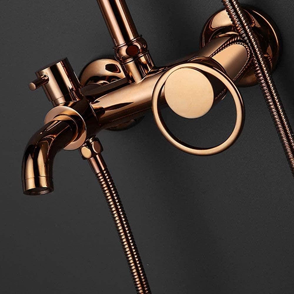 Duschsystem Mit Regendusche & Handbrause – ölgeriebene Bronze, Messing, 3 Funktionen, Wandmontage