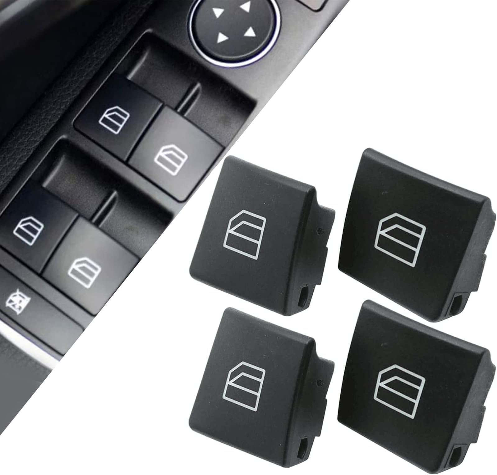 SecosAutoparts 4 x Window Switch Button Cap Compatible with Mercedes C E W204 S204 W212 S212 A207 C207