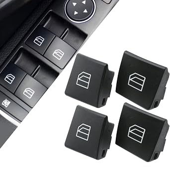 SecosAutoparts 4 Pcs Window Switch Button Cap A2049055402 Fit for Mercedes Benz E-Class E200 E220 E250 E300 C-Class C180 C200 C220 C250 C300 C350 2009-2016 Interior Window Switch Button Cover