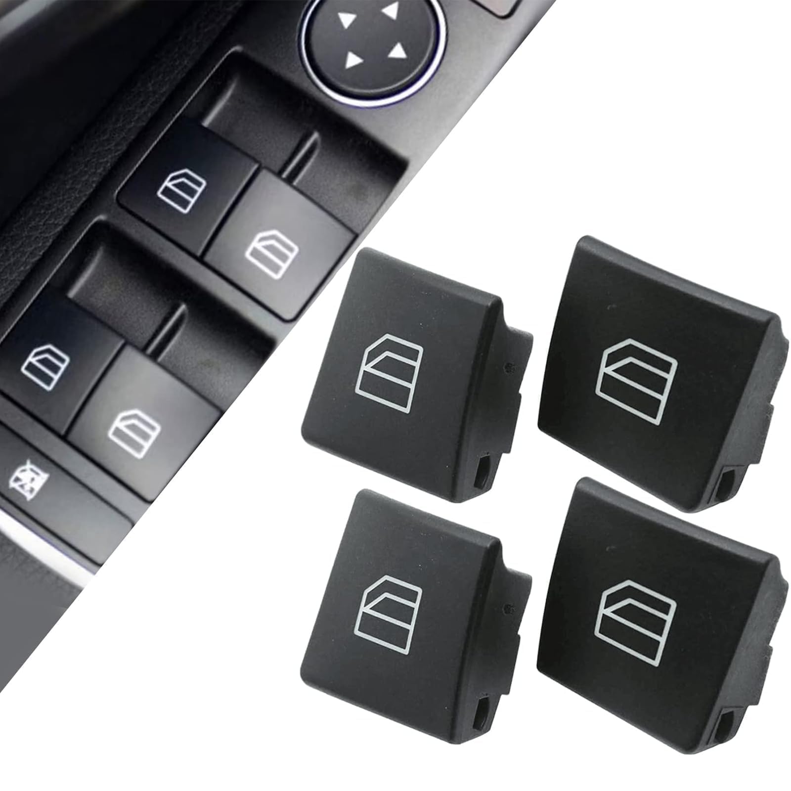 SecosAutoparts 4 x Window Switch Button Cap Compatible with Mercedes C E W204 S204 W212 S212 A207 C207