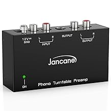 Jancane Phono Preamp for Turntable- Mini Electronic Audio Stereo Phonograph Preamplifier with RCA Input, RCA/TRS Output, Low Noise Operation, with 12 Volt DC Adapter