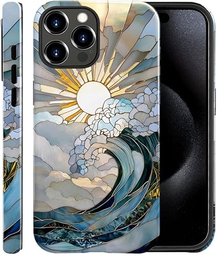 Funda para iPhone 11 Pro, funda brillante para mujeres y niñas, protección contra caídas y arañazos, puesta de sol en el océano Ocean Sunset Sun
