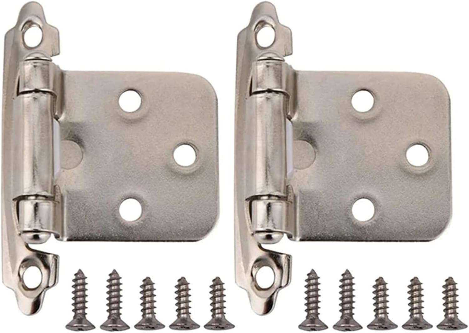 Self Closing Spring Flush Hinges with Screws Overlay Cabinet Door 2Pcs(Gold)