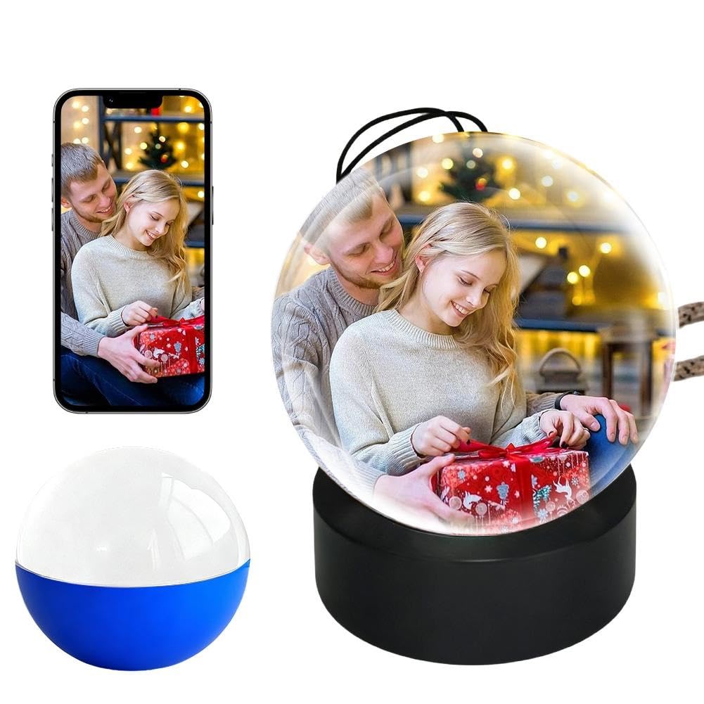 Memory Sphere Lamp, 2.7Inch Crystal Ball Digital Display Video Player, APP Personalized Videos &amp; Photos Video Gift for Mothers Day Fathers Day Anniversary Birthday Christmas Tree Ornament