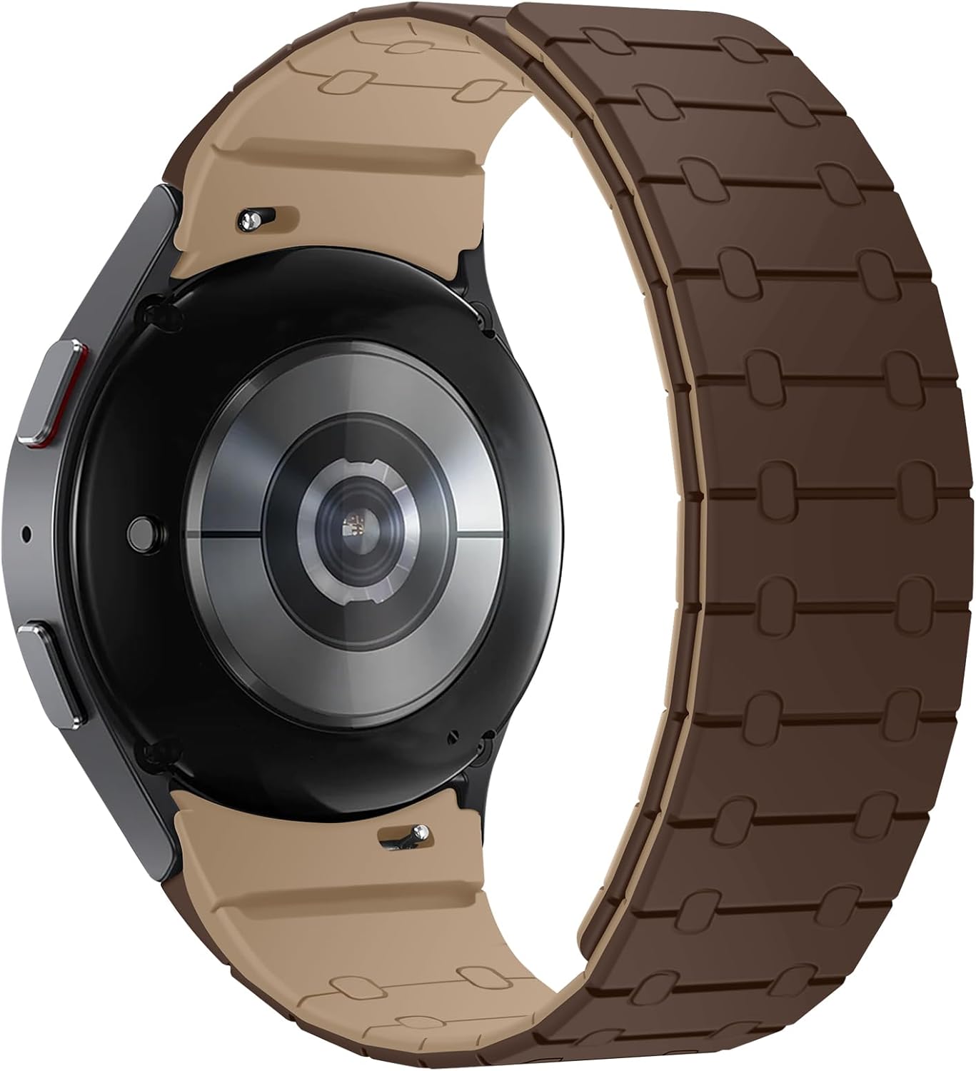 Magnetic Band Compatible with Samsung Galaxy Watch 7/FE/6/5/4 Band 40mm 44mm/Galaxy Watch 5 Pro 45mm/Watch 6 4 Classic 42mm 46mm 43mm 47mm, 20mm Silicone Sport Strap for Women Men, D/L-Brown - Image 2