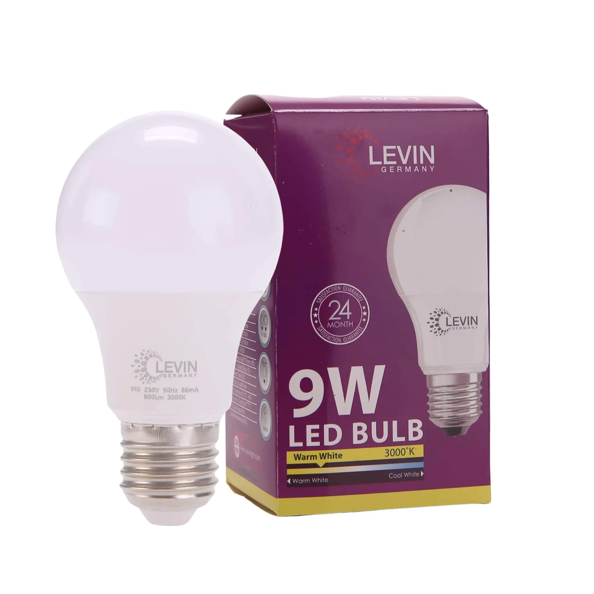 Germany LED Bulb 9W – 60W Equivalent | 3000K Warm White | 800 Lumens | 95 Lm/W | E27 Base | A+ Energy Saving | Instant On | 2-Year Warranty | Pack of 1