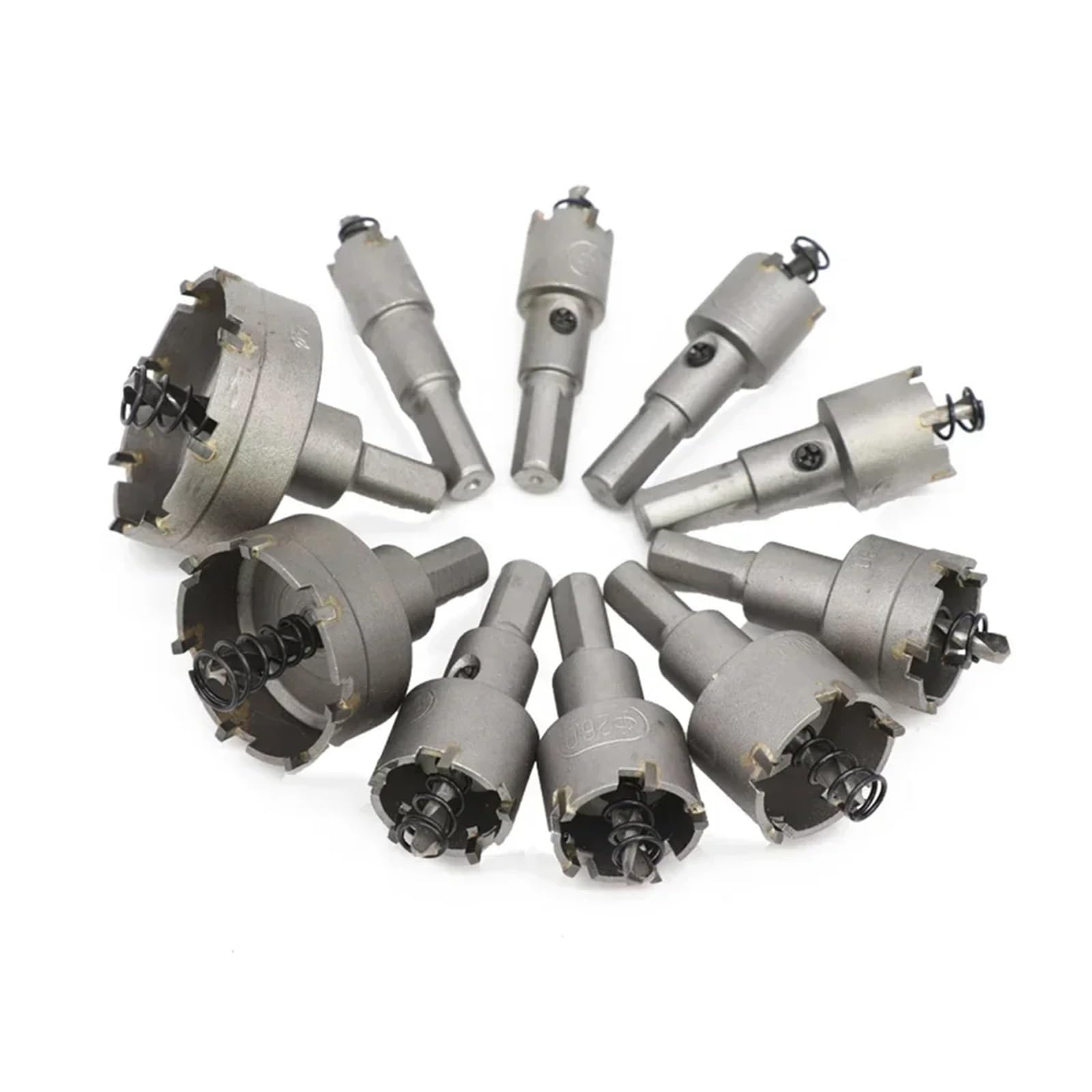 Set di 10 punte for seghe a tazza da 16-50 mm con punta in carburo for legno/metallo con anima in TCT