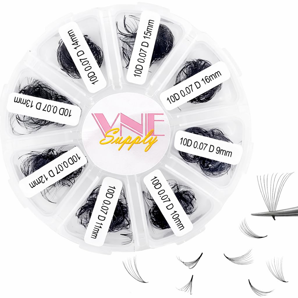 VNE Eyelashes 500 Fans Tray Volume Lash Extensions Mixed length | Premade Fans Eyelash Extensions | Mega Lash Extension | Promades Eyelash Fans | 10D,