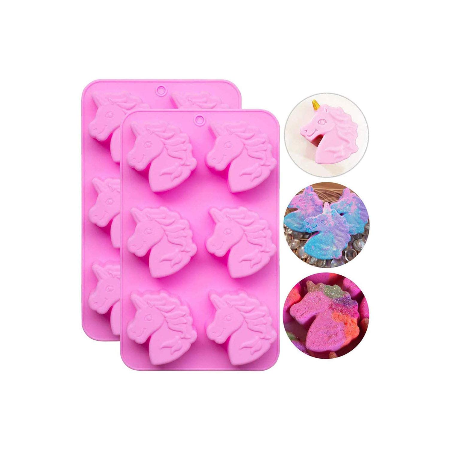 FirstTry Unicorn Head Shape Chocolate Mould I Unicorn 3D DIY Fondant Silicone Candy Mold I Baking Tools for Cake Chocolate Candy Ice Jelly Soap I Cake Baking Moulds I Bakeware Molds - 6 Cavity-image-42