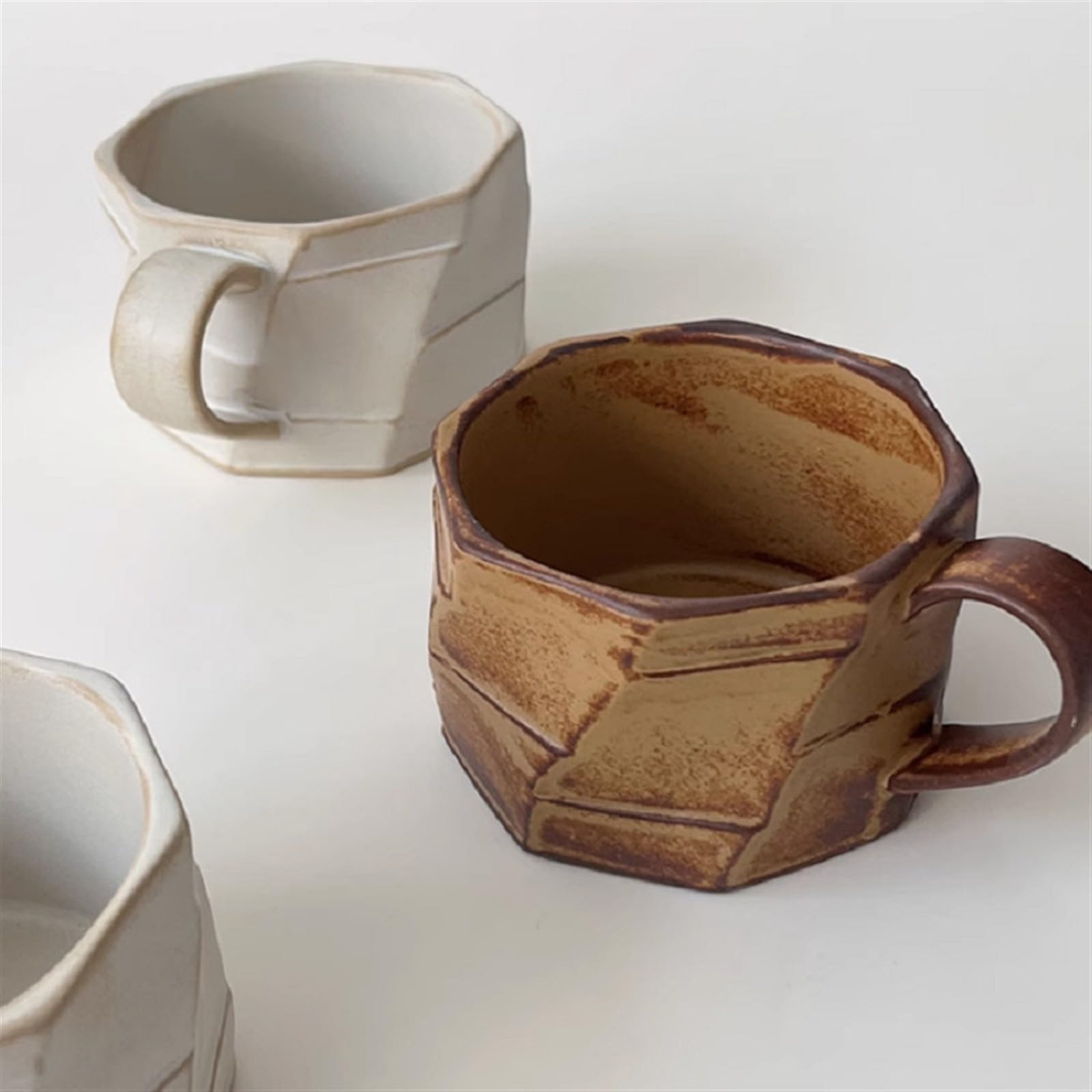 Becher Retro Keramik Kaffeetasse Latte Tasse Amerikanische Kaffeetasse, Kaffeetasse Kaffeetasse(White)