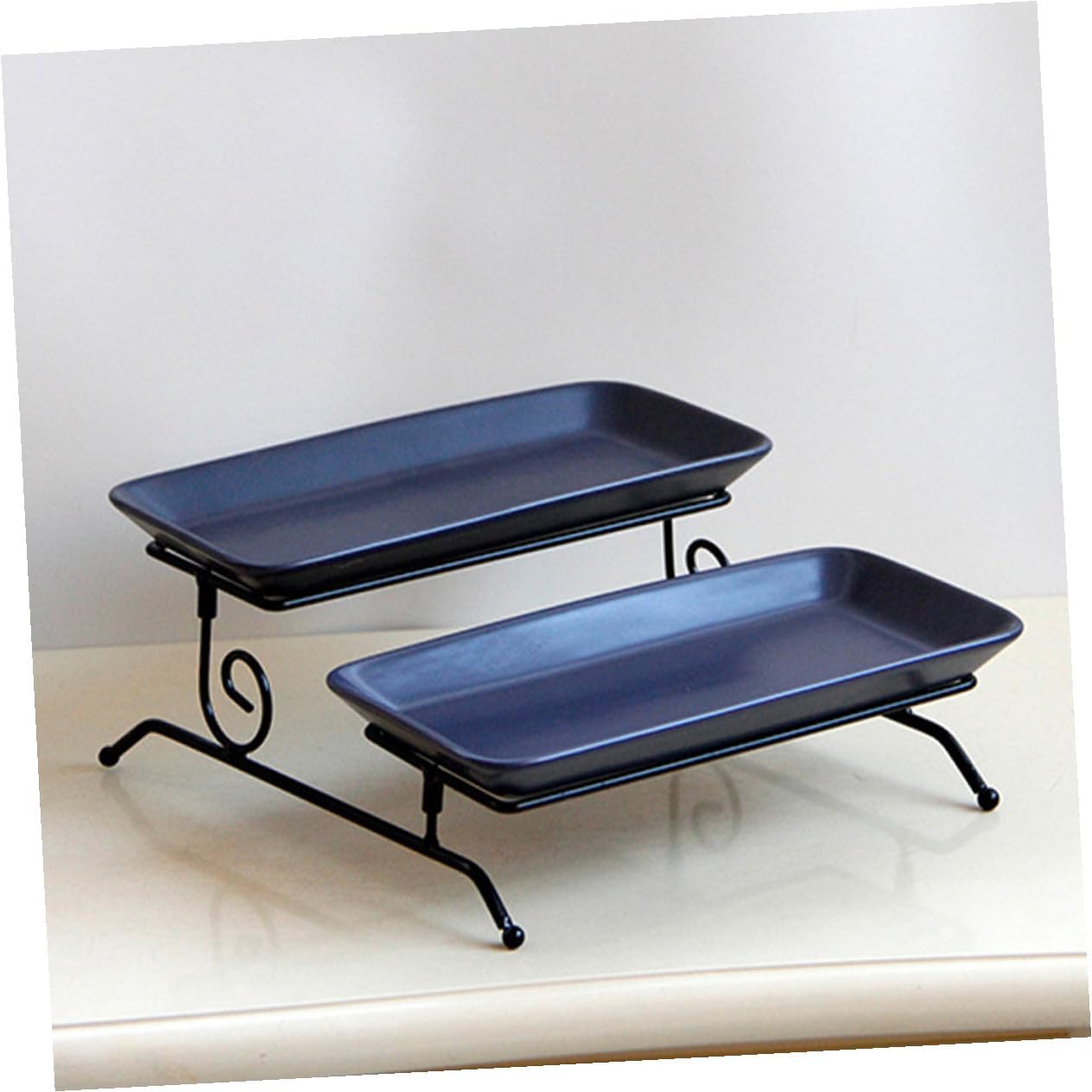 Double Layer Detachable Cake Plate Ceramic Iron Snack Display
