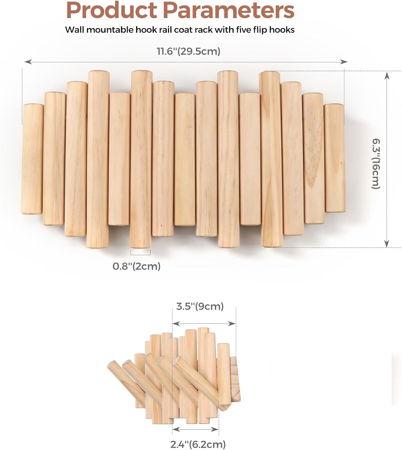 Wall Mount Coat Rack with 5 Hooks: Space-Saving Wall Coat Rack, Hooks for Hanging in Entryway, Bathroom, Home Office