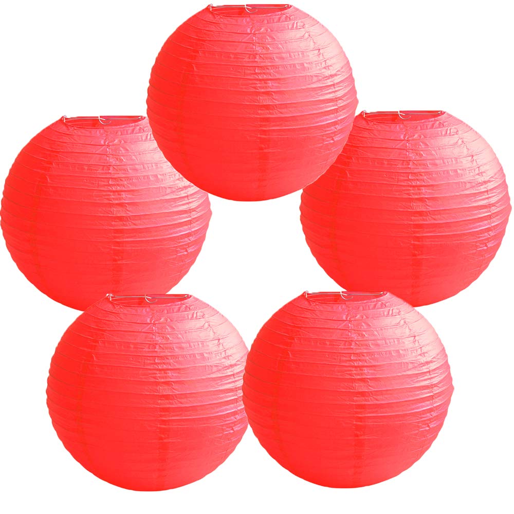 Time to Sparkle 5 Pack Tissue Paper Round Lanterns LampShade Lamp Shade Wedding Birthday Party Decoration | White, 30"(75cm) | — view 23