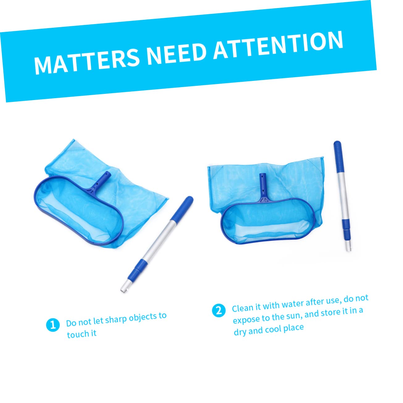 Limpiador de Piscinas 3*35cm con Malla para Skimmer, Azul, Desmontable