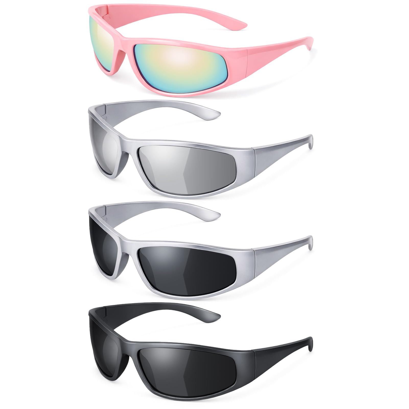 Confezione da 4 occhiali da sole sportivi polarizzati per donne e uomini, protezione UV, corsa, ciclismo, pesca all'aperto