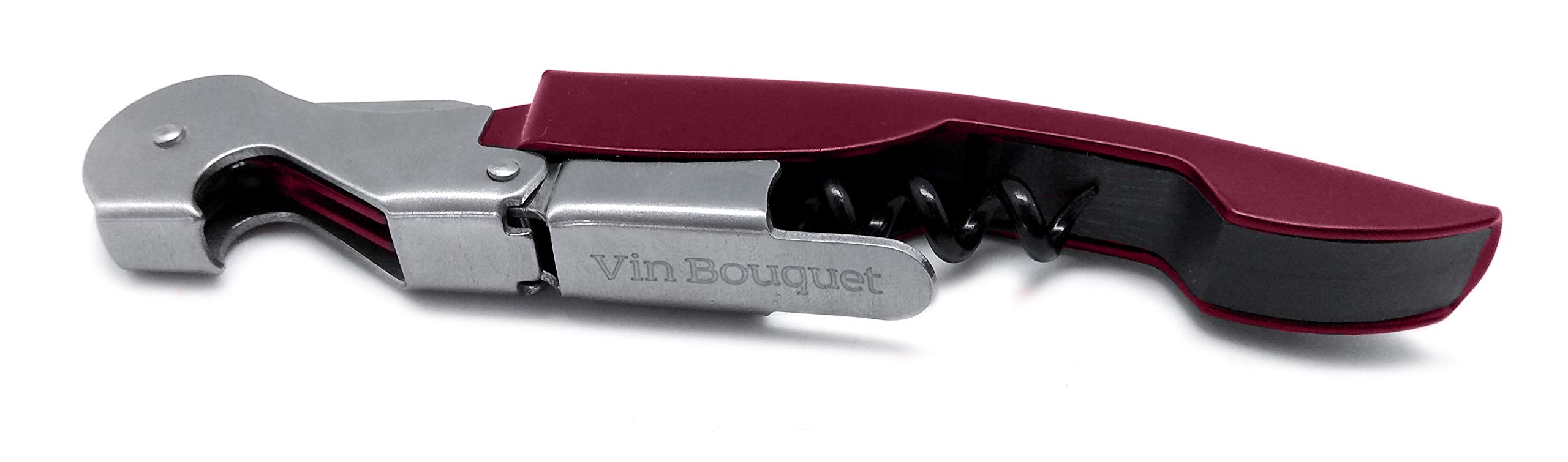 Vin Bouquet FID 638 korkociąg kelnerski 2-stopniowy bordowy otwieracz do butelek wina