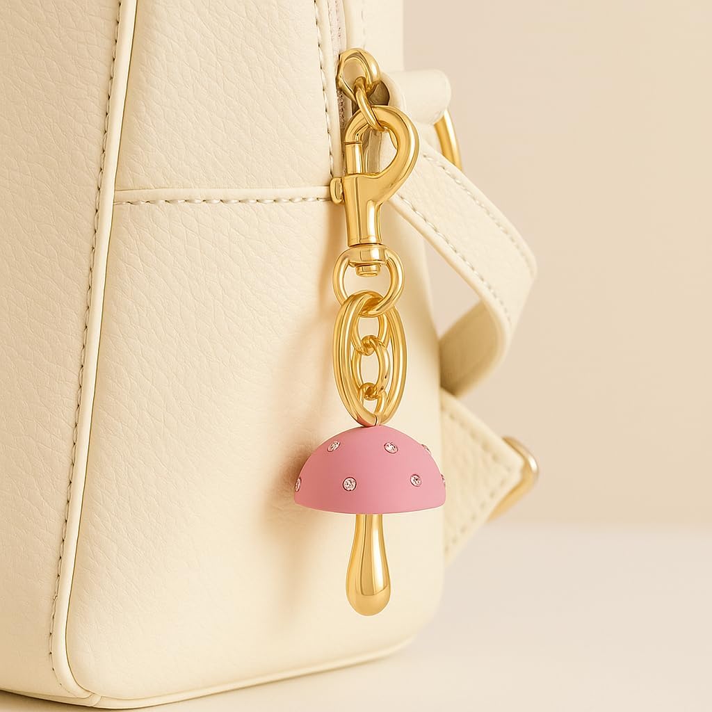 Stylish Mushroom Keychain Rearview Mirror Charm Fancy Handbag Purse Charms for Women Accessory Car Key Chain - Image 6