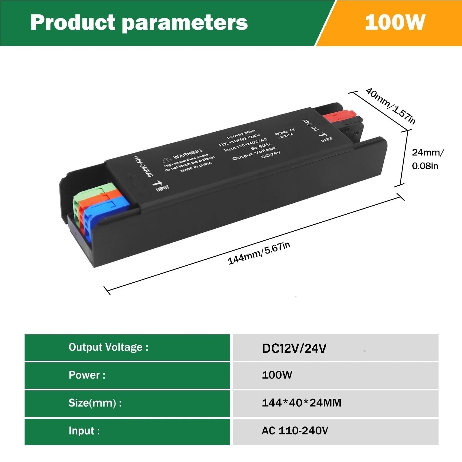 Transformateurs d'alimentation LED 60 W, 100 W, 200 W, 300 W, 400 W, AC 110-240 V, pilote d'éclairage LED silencieux for bandes lumineuses LED DC 12 V/24 V(DC 12V,60W)