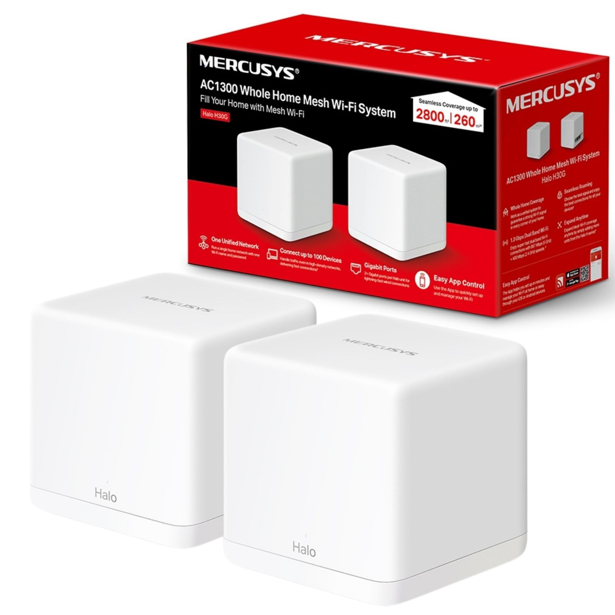 sistema wi-fi mesh mercusys halo h30g 2-pack ac1300 whole home