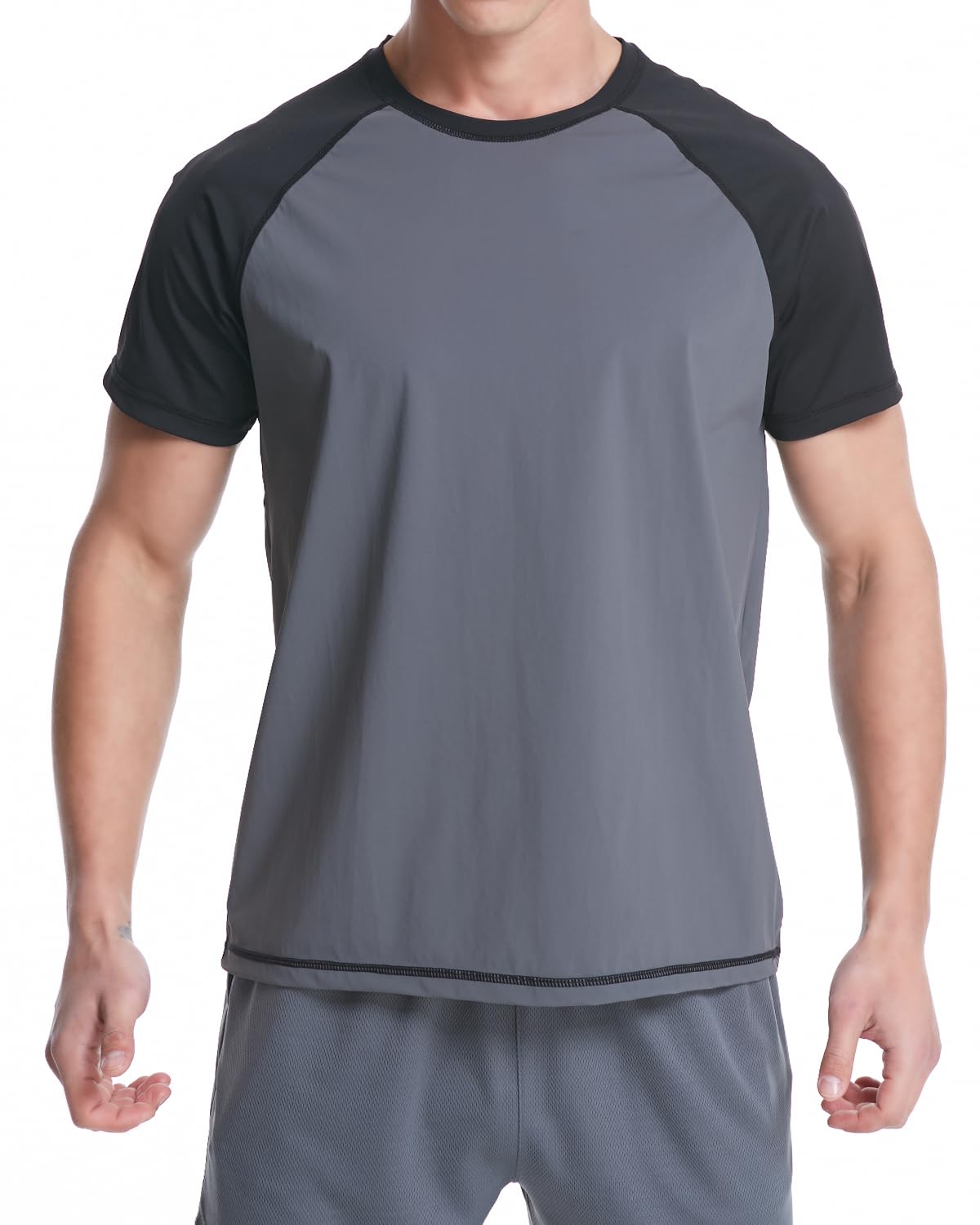 VAYAGER Herren-Badeshirts Rash Guard UPF 50+ Kurzarm, schnell trocknend, lockere Passform, Wassersurf-Shirt