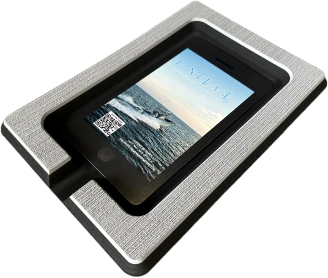 | 13mm Foam Cell Phone Holder for Boats | SeaDek | Phone Dash Accessory | Perfect for Fishing Boat Center Consoles | Adhesive Backing Boat Accessories | Storm Gray/Black
