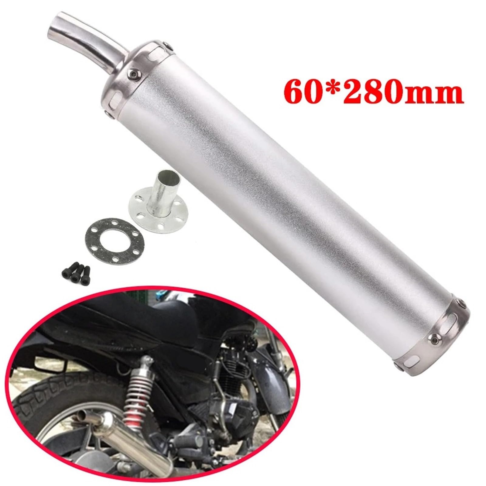 eindpijpen 20mm Układ wydechowy motocykla Tłumik rury do 2-suwowego motocykla 50-250CC Street Dirt Bike Rura tłumika(Silver)