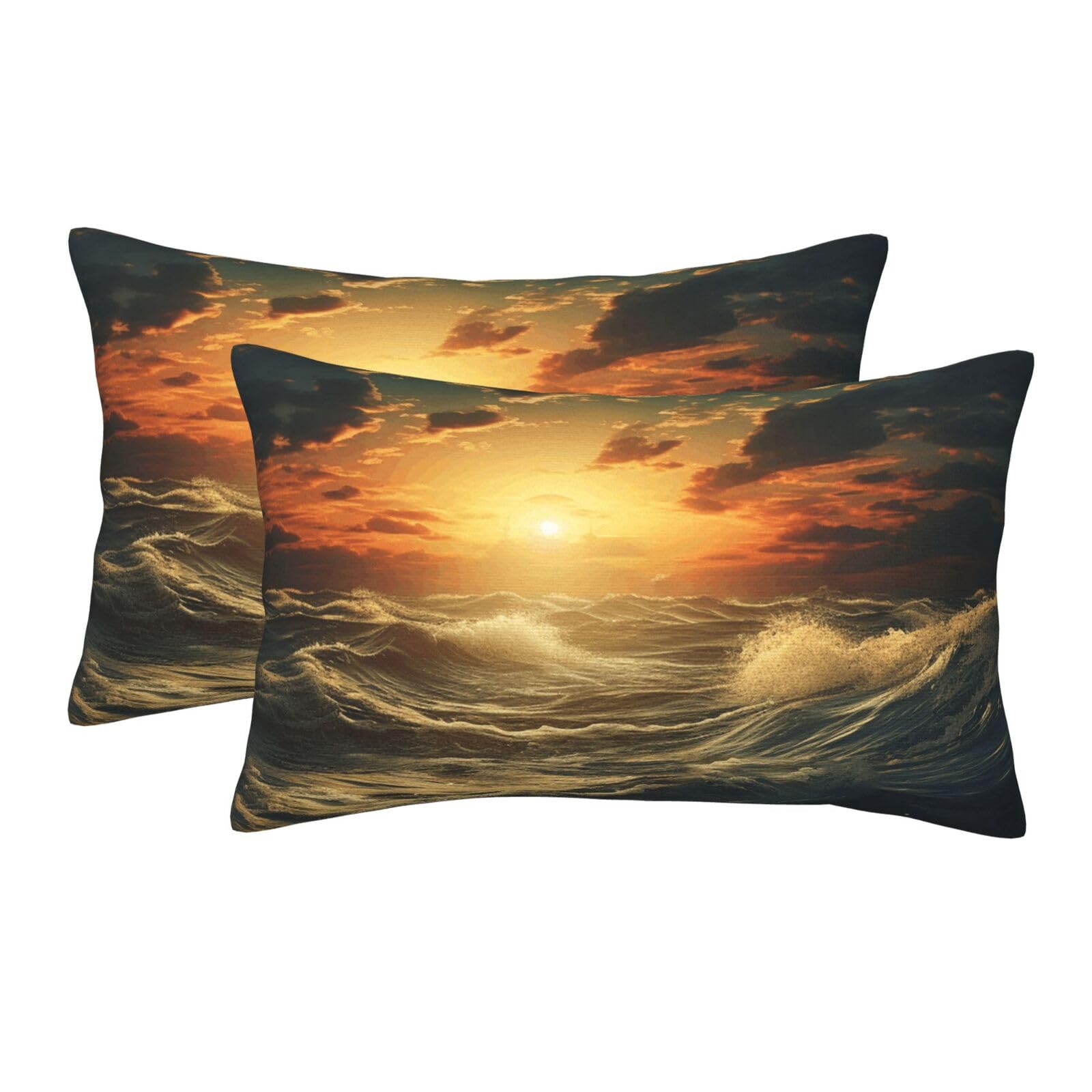2 Pack Pillow Cases with Hidden Zipper, Soft Breathable Pillow Covers for Hair and Skin, Ocean After Storm Pillowcases 20"x30" Bed Pillow Protectors Cover for Sleeping Gifts