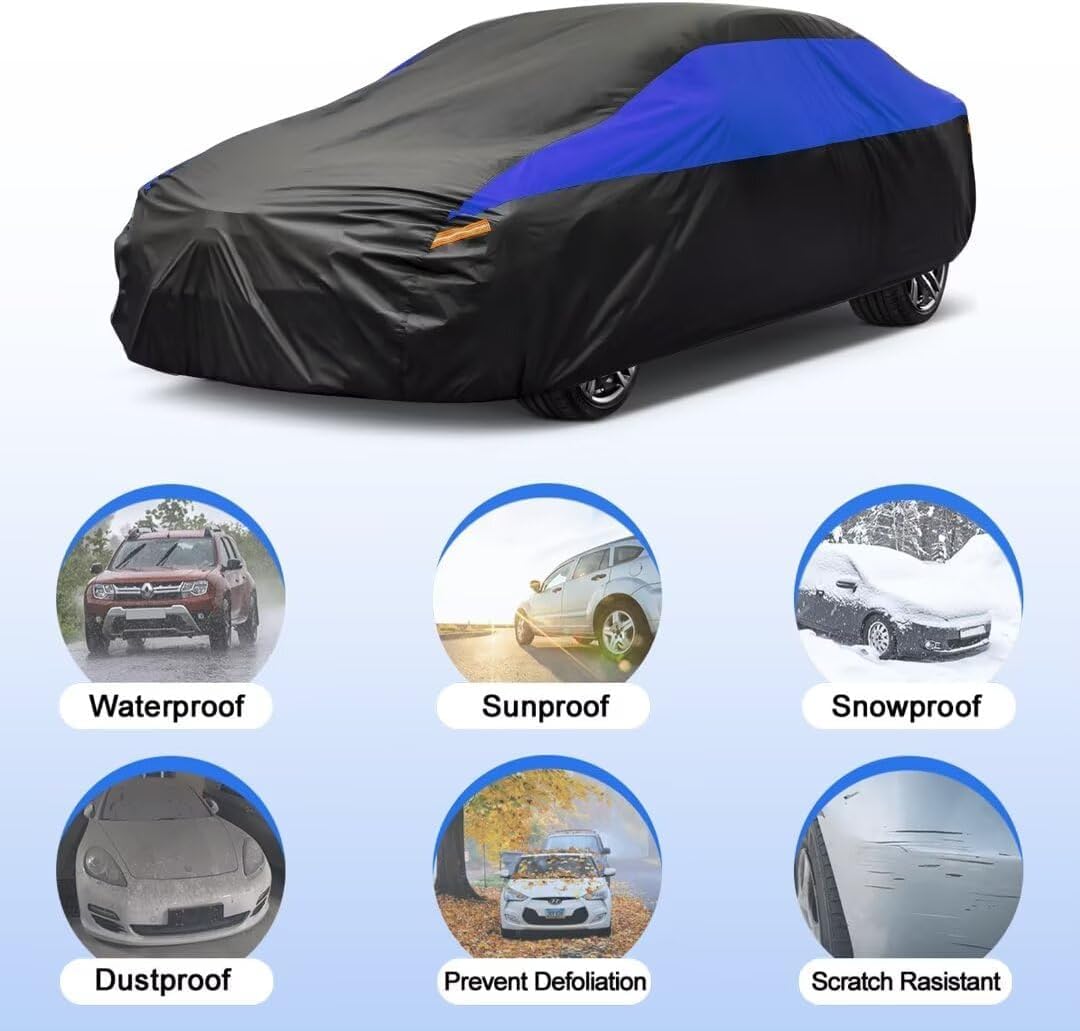 Autohoes, waterdicht, voor 1998-2006, Audi TT 8N, volledige garage, autozeil, afdekzeil, winter, zomer, all-weather outdoor afdekking met ritssluiting deur, windbanden
