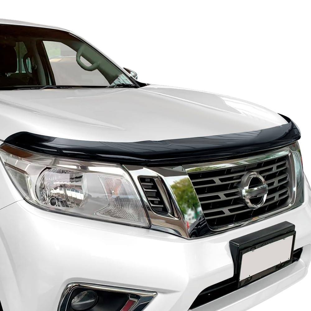 Motorhauben-Deflektor Insektenschutz für Nissan Navara 2016-2022 NP300 D23, PMMA, UV-beständig, wetterfest, glänzend schwarz