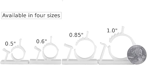 Miniatura 3 de JacobsParts V1 Clips adhesivos para gestión de cables, abrazadera ajustable de 1.0 pulgadas, color blanco (paquete de 25) Blanco,Negro