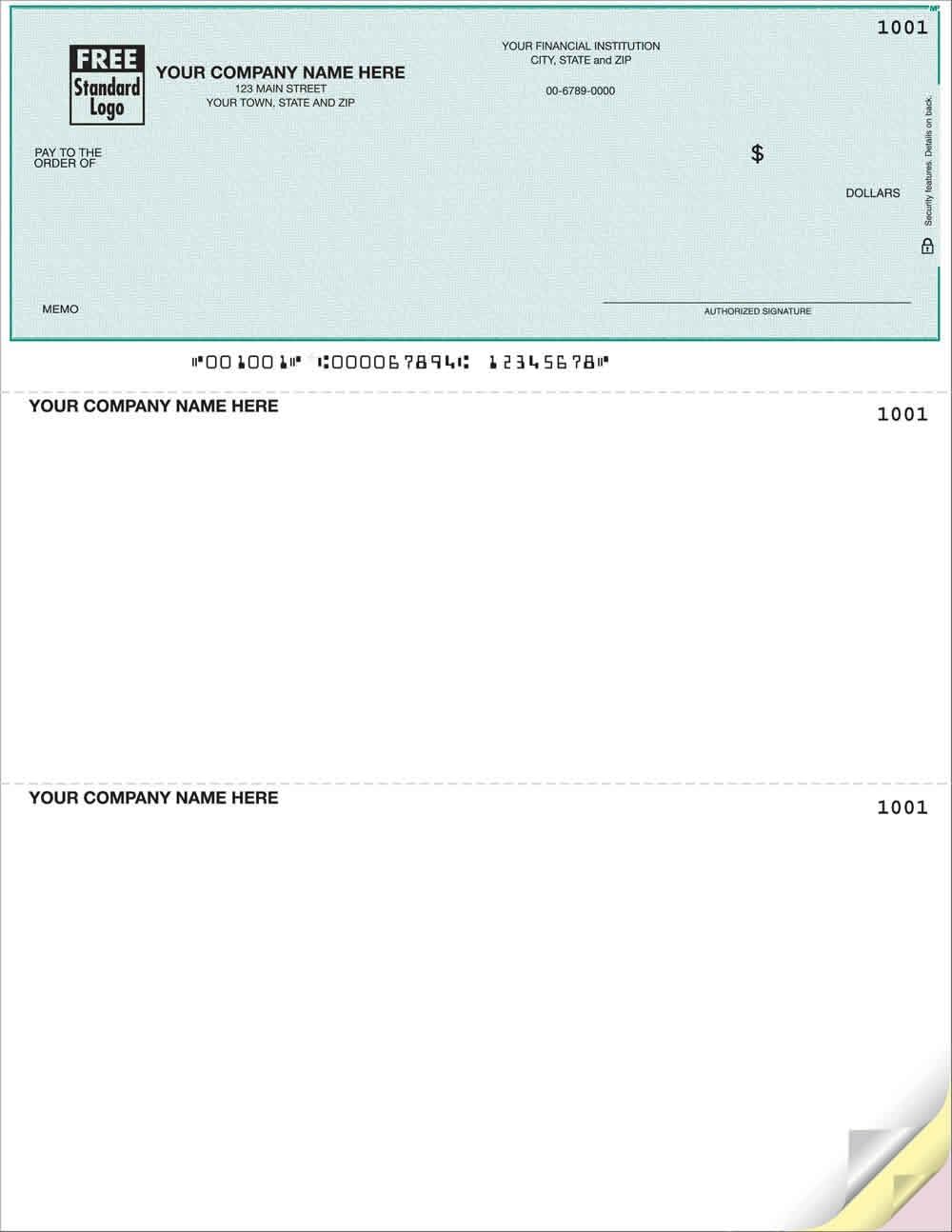 Computer Checks Compatible with QuickBooks/Laser or Inkjet printers, Green Herringbone (Quantity 250)