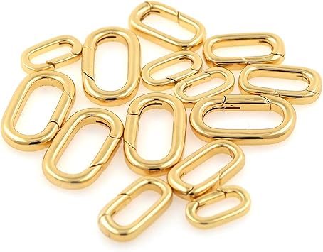18K Gold Filled Oval Clasp Spring Claps Connector Carabiner Keychain for DIY Jewelry Finding Necklace Bracelet (Gold(9.5x19x3mm))