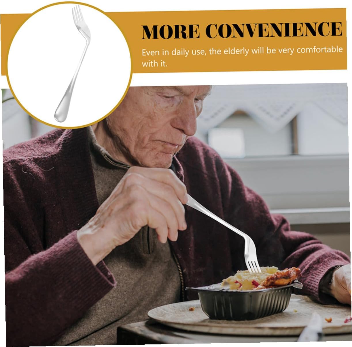 2pcs Stainless Steel Angled Forks for Elderly Eating Feeding Aid Xmas
