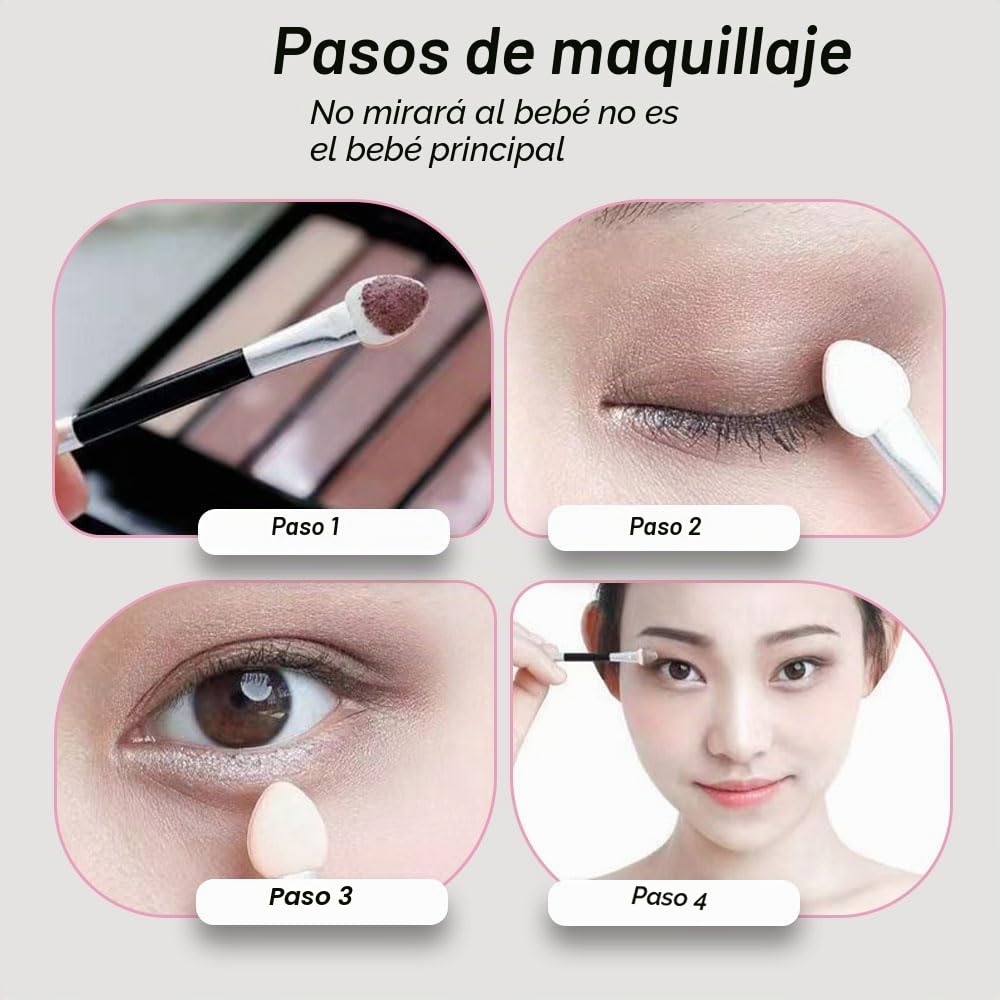 Brochas para Sombra de Ojos de Doble Punta, 12 Esponjas Aplicadoras