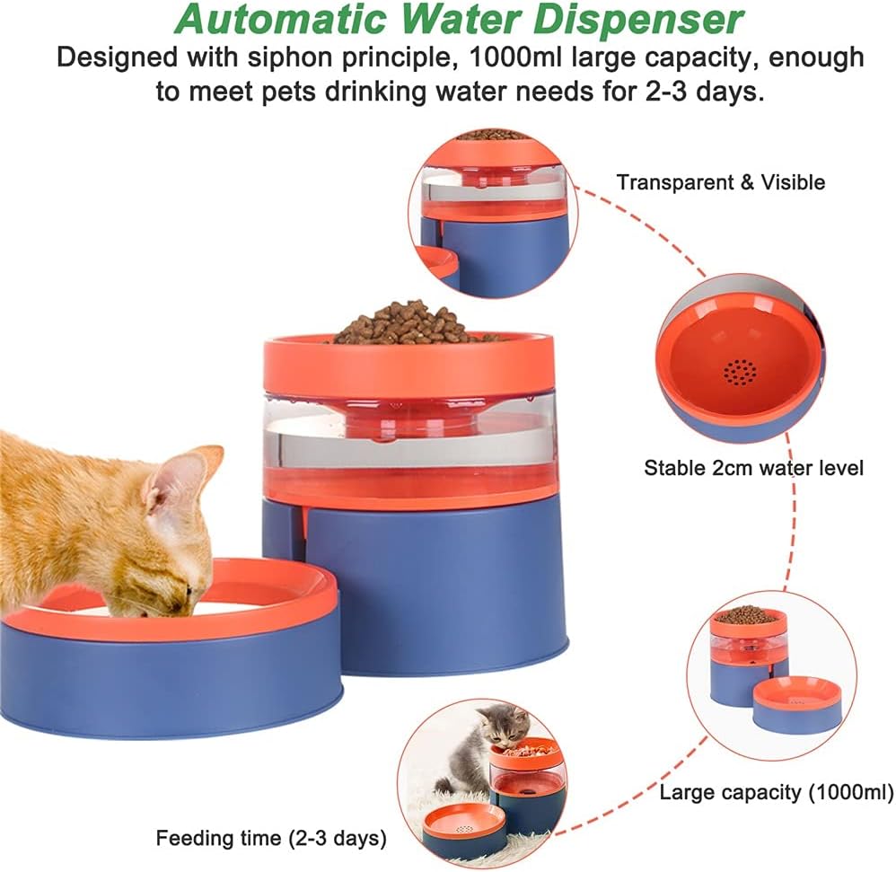 Dog Bowl Water Dispenser Automatic Water Storage NonSlip Pet Double Bowls Food Feeder Container Pet Supplies (Color : Red, Size : 30.7x15.9x13.2cm) (Pink 30.7x15.9x13.2cm)