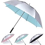 MRTLLOA Extra Large Blue/Silver Golf Umbrella, 54/62/68/72 Inch Automatic Open, Oversize Double Canopy Vented Windproof Waterproof Sports Umbrellas for Rain(68 Inch Blue/Silver)