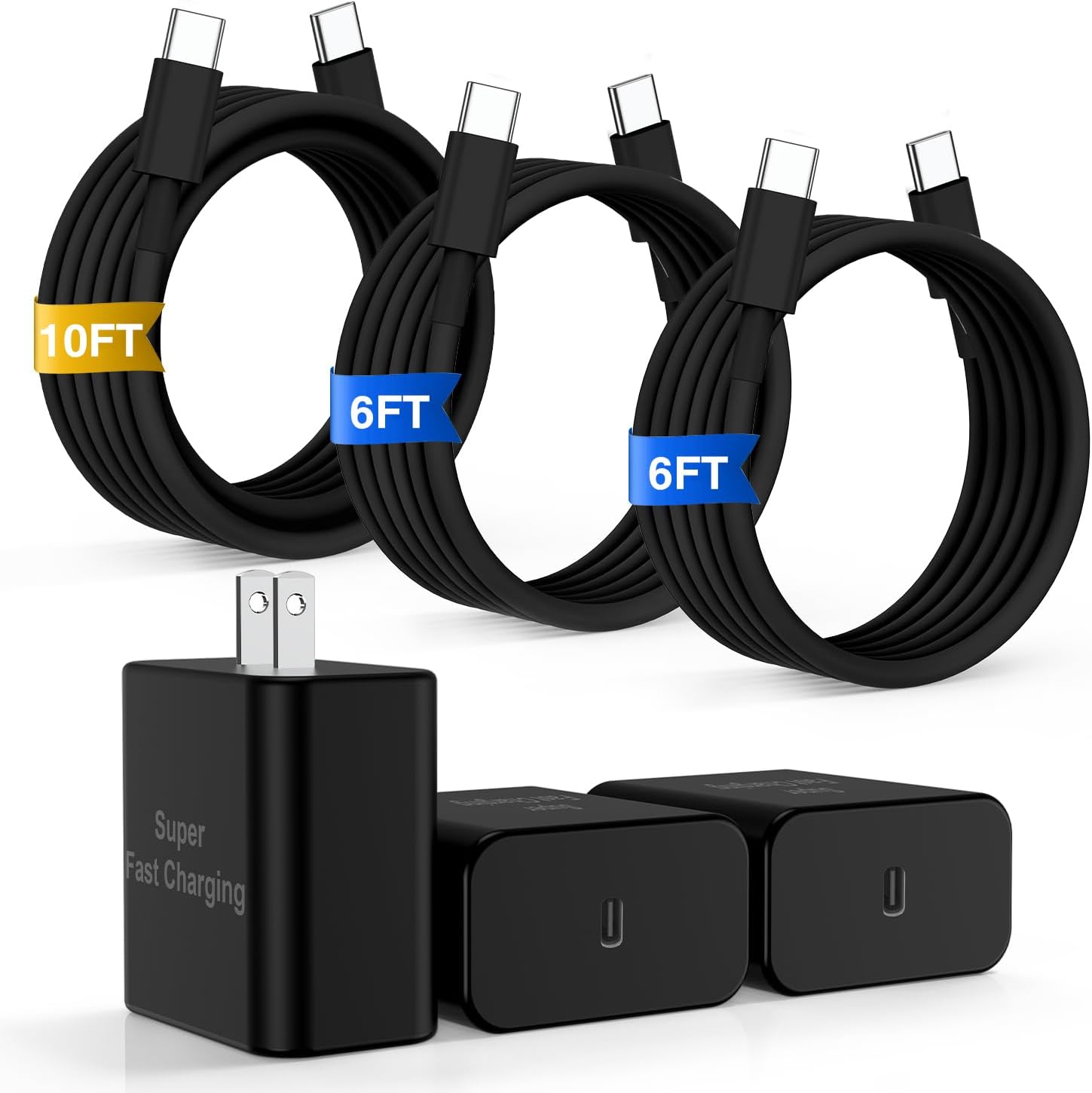 - iPhone 17 16 Pro Max Charger Fast Charging, Super Fast USB C Chargers for iPhone 17 (6FT+6FT+10FT) Type C Chargers Cord with Fast Charger Block for iPhone 17/16/15 Series/iPad/ GalaxyS26/S25 Black