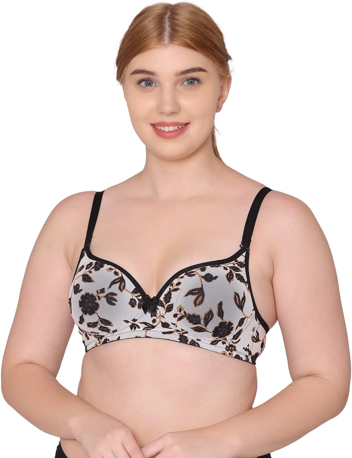 Tweens - Heavily Padded Tiger Print Pushup Bra - Cotton Rich - 3/4th Coverage, Wireless, Multiway Straps, Seamless - T-Shirt Bra